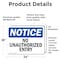 Signmission No Unauthorized Entry OSHA Notice Sign, Vinyl Decal, 24in W x 18in L, 2PK OS-2PACK-NS-D-1824-L-15021 - alternate 2